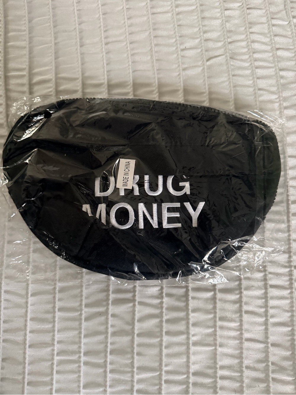 Black 'Drug Money' Embroidered Fanny Pack